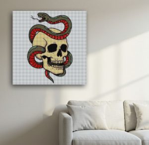 Calavera con serpiente