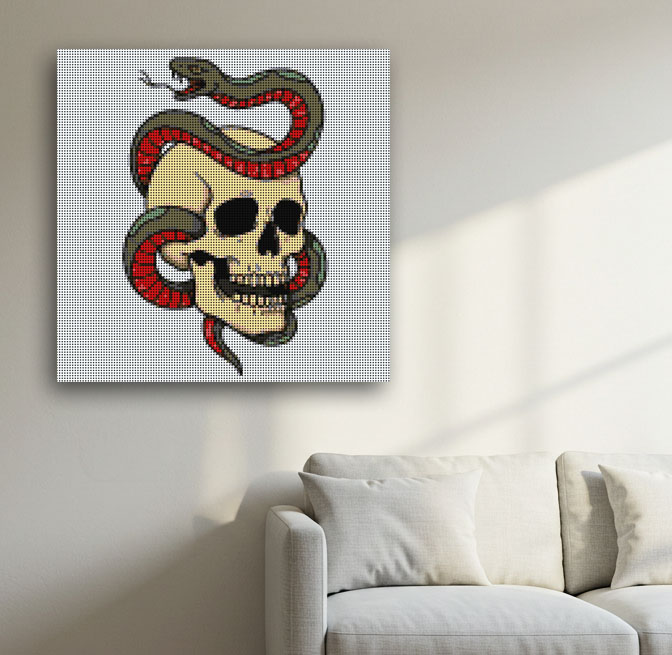 Calavera con serpiente